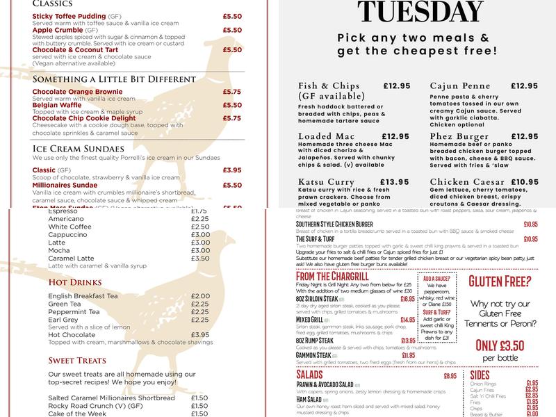 The Golden Pheasant Menu