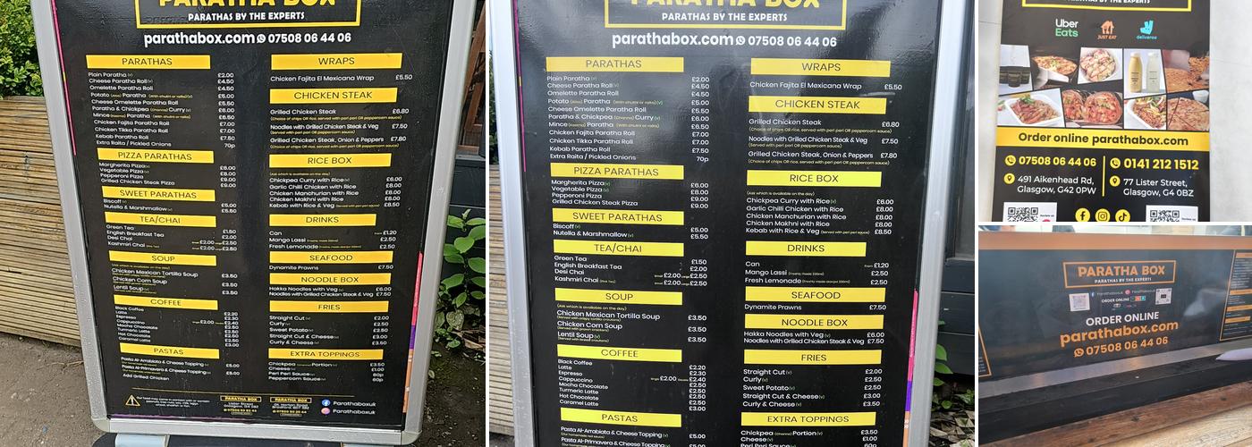 Paratha Box - Glasgow South Menu