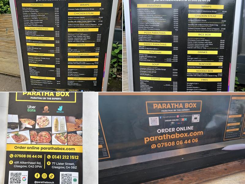 Paratha Box - Glasgow South Menu