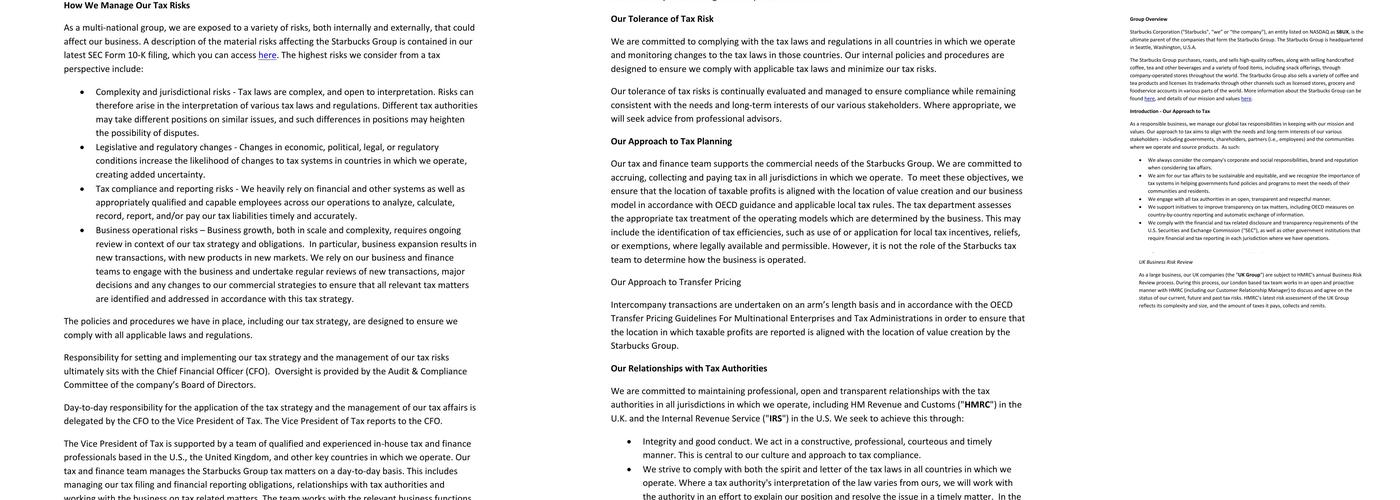 Starbucks Hillington Menu