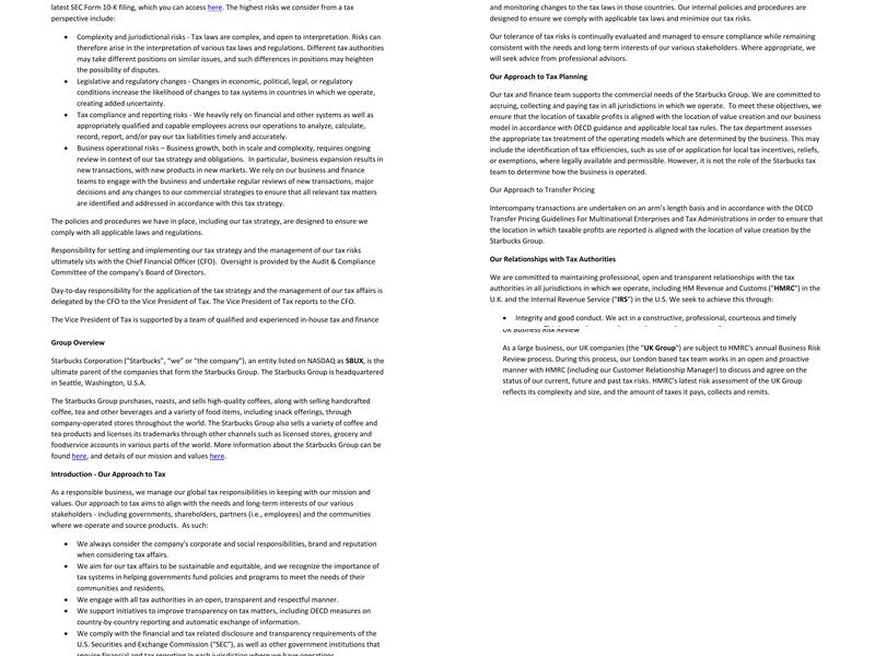 Starbucks Hillington Menu