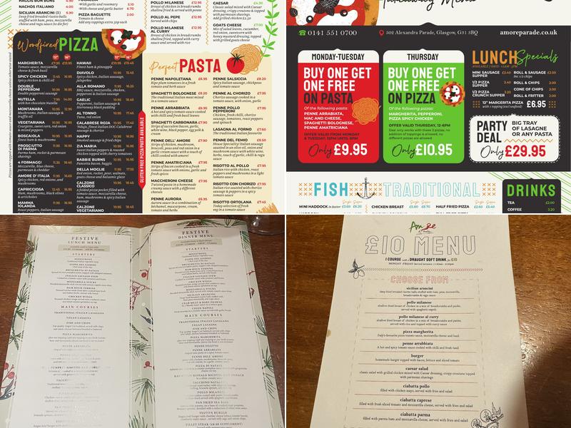 Amore d'Italia & Amore to Go Menu