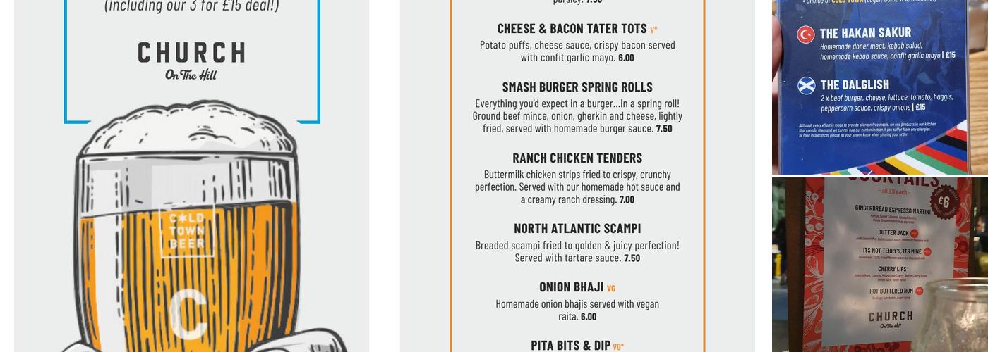 Church on the Hill Menu