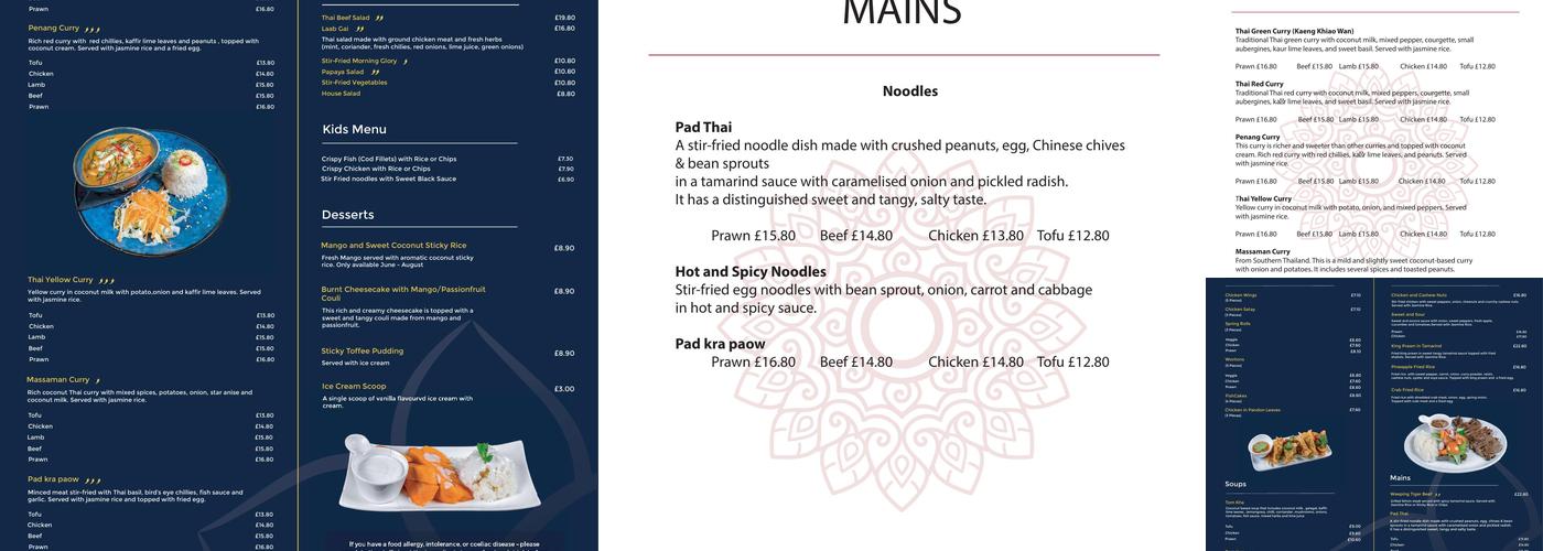 The Thai Bar&Restaurant Menu