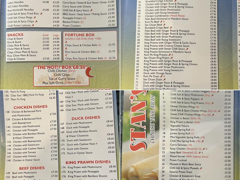 Stan's Chinese Takeaway Menu