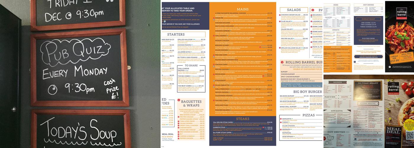 The Rolling Barrel Menu