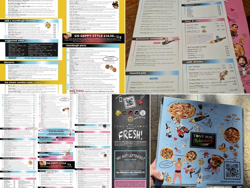 Tony Macaroni Silverburn Menu