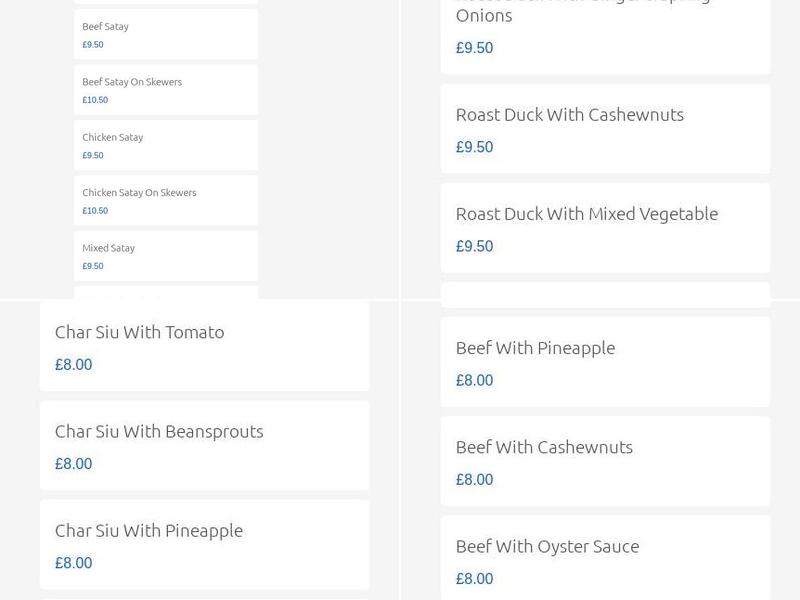 China House Restaurant Menu