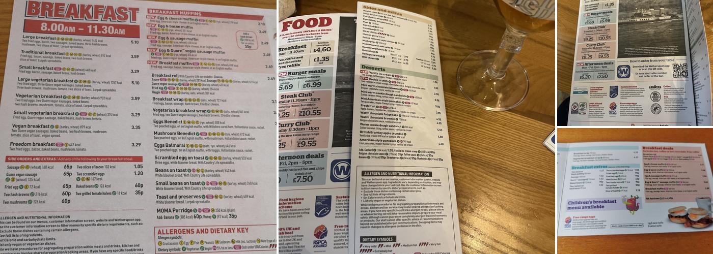 The Lord of the Isles - JD Wetherspoon Menu