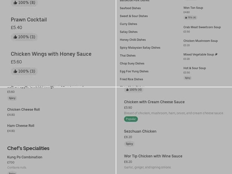 Super Wok Chinese Takeaway Menu