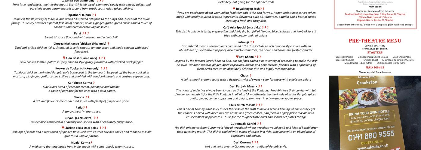 Cafe Asia Menu