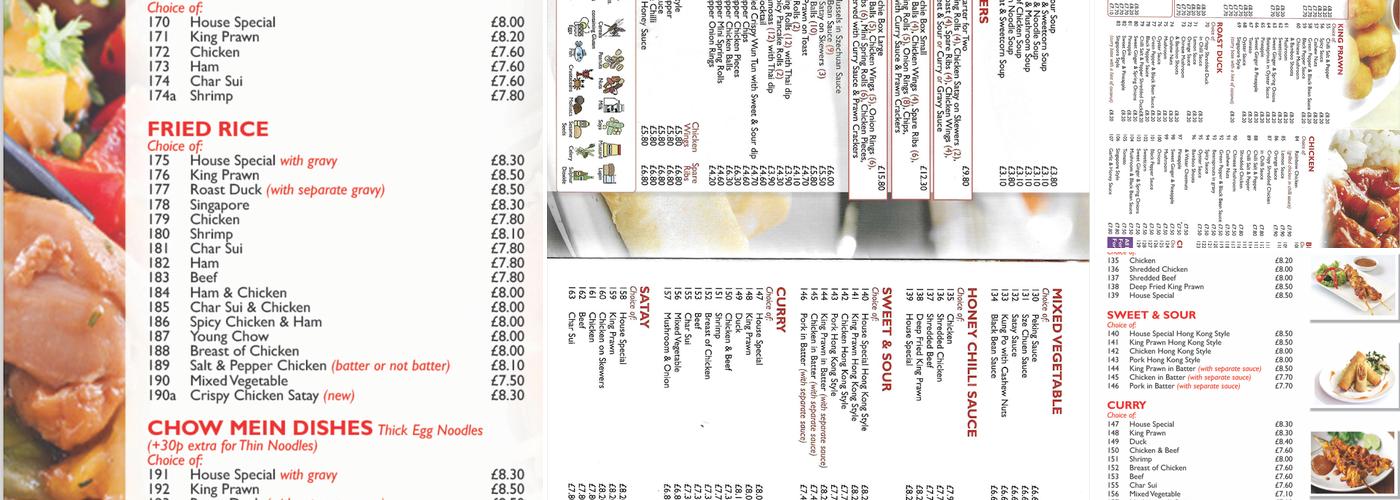 Yan Yan Chinese Take Away Menu