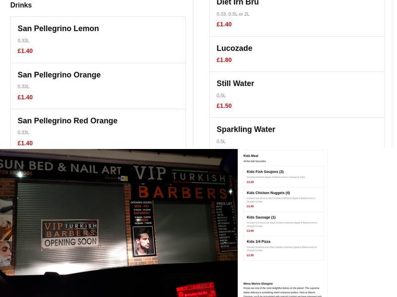 Mario's, Glasgow, G33 5EG Menu