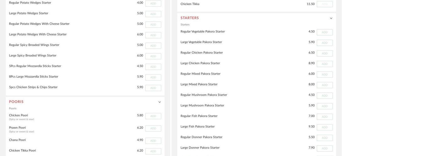 Jaipur Indian Takeaway Menu