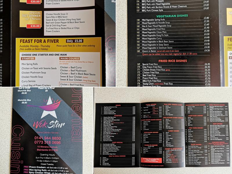 Wok star Chinese takeaway (Blairdardie) Menu