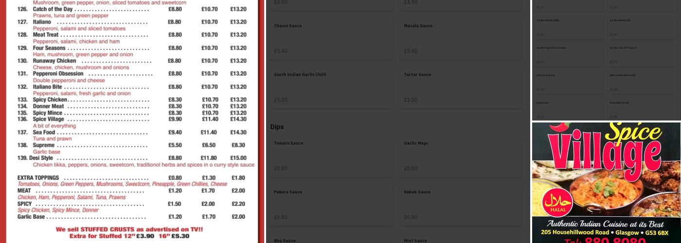 Spice Village Takeaway Menu