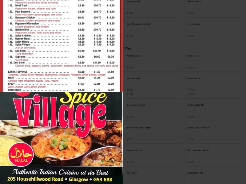 Spice Village Takeaway Menu