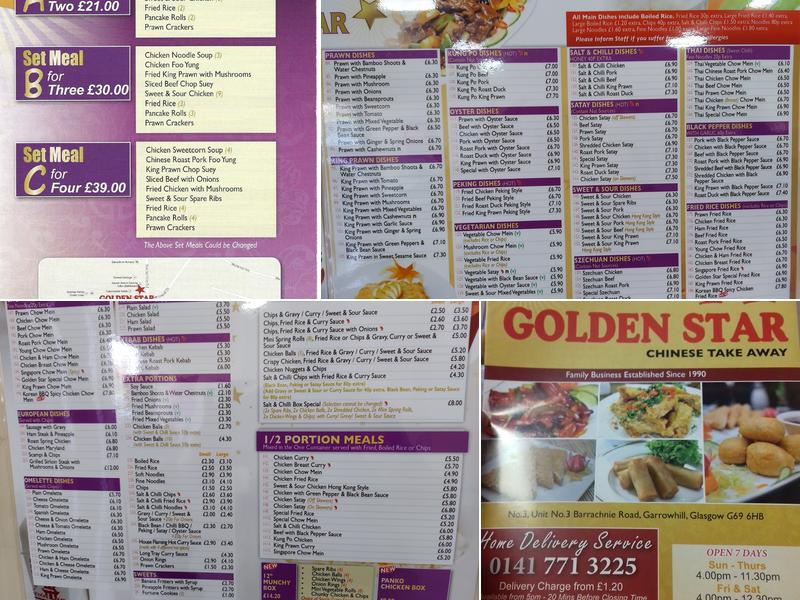 The Golden Star Menu