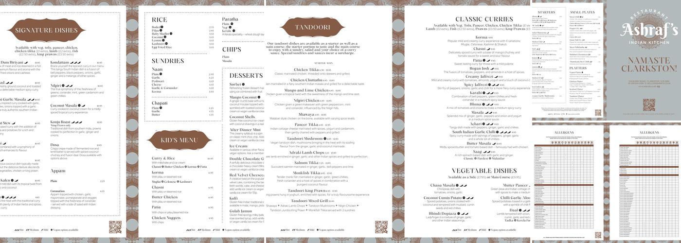 Ashraf's Indian Kitchen Menu