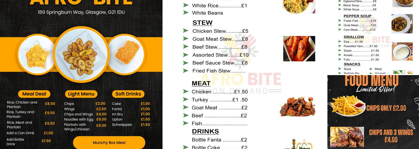 Afro-Bite on Demand Menu