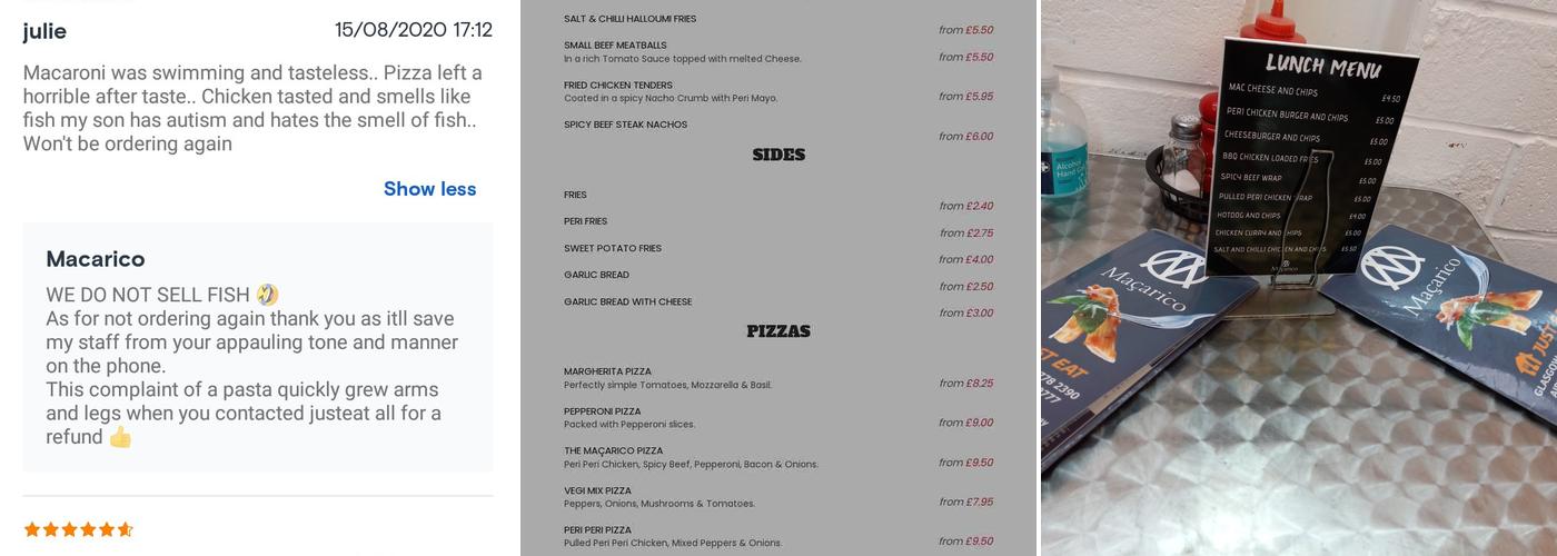 Macarico London Road Glasgow Menu