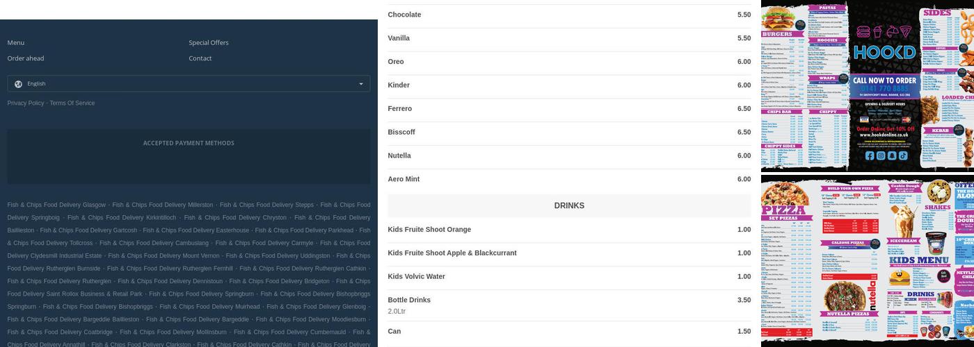 Hookd Riddrie Glasgow Menu