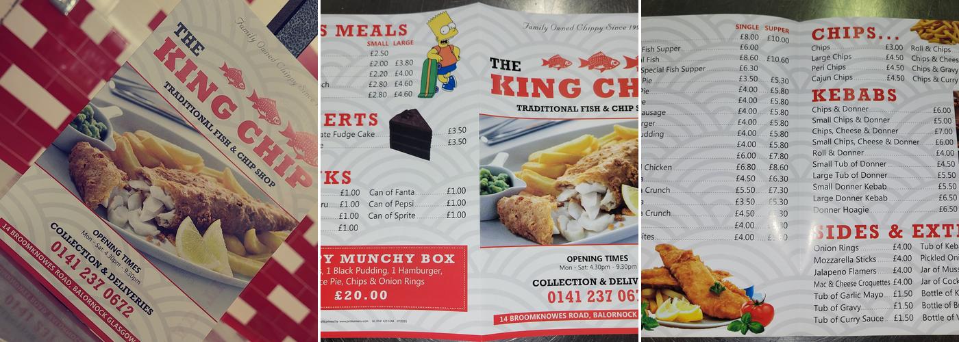 The King Chip Menu