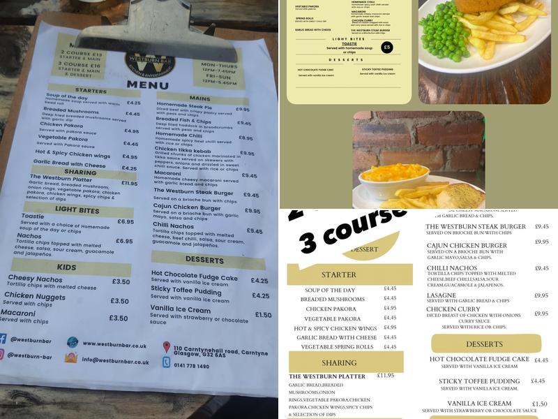 Westburn Bar Menu