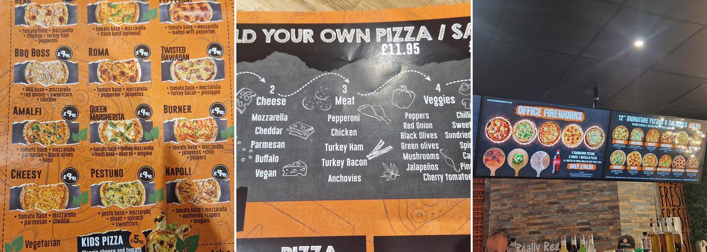 Fireaway Designer Pizza - East Kilbride Menu