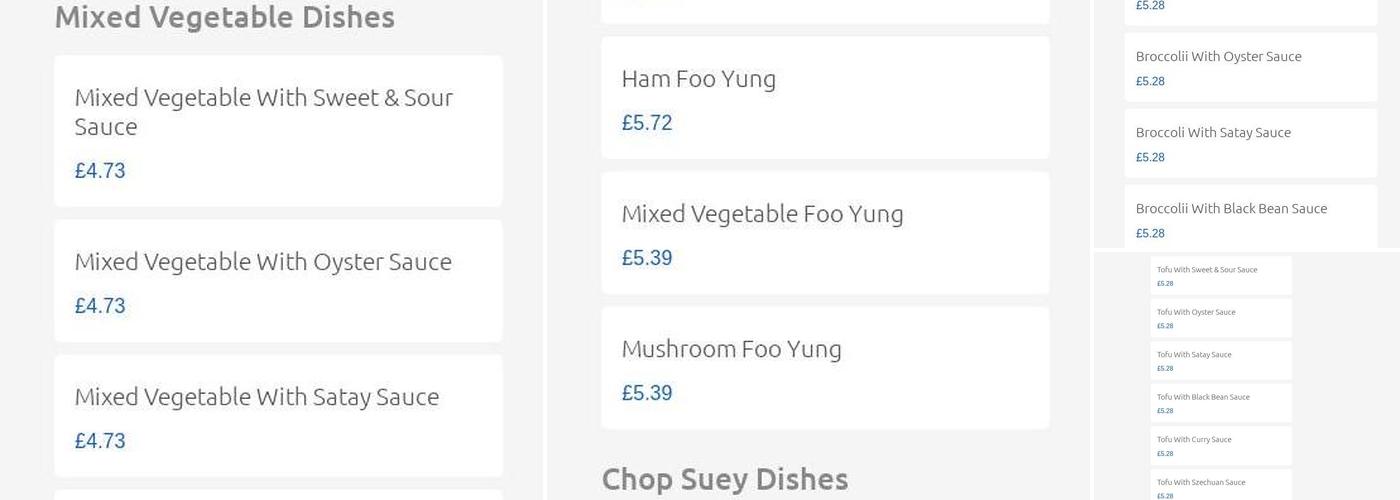 Rainbow Chinese Takeaway Menu