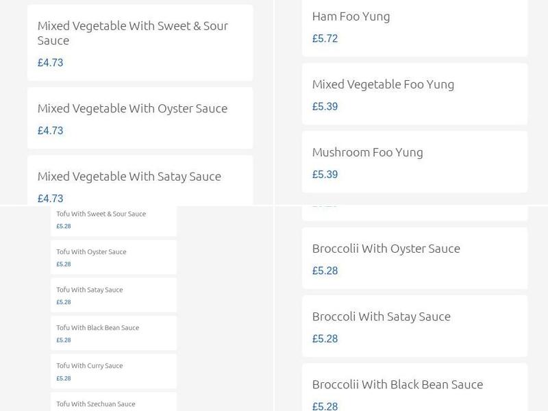 Rainbow Chinese Takeaway Menu