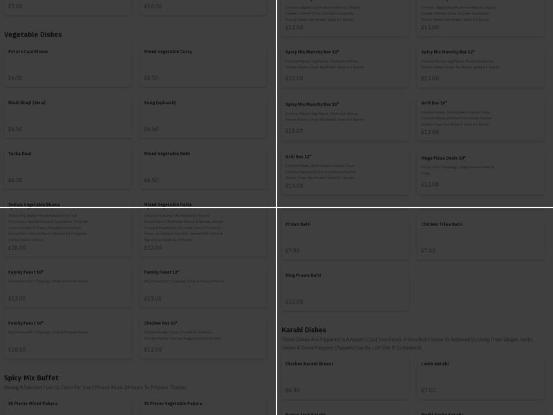 Spicy Mix Takeaway Menu