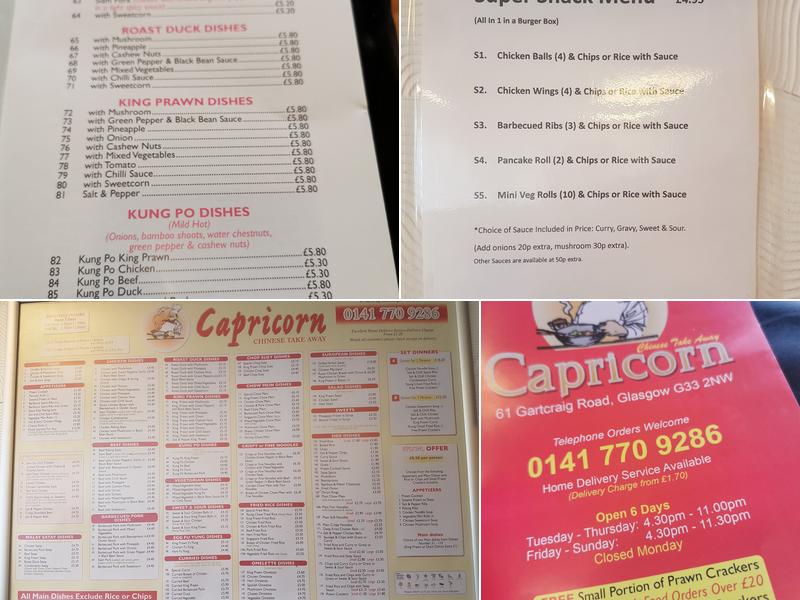 Capricorn Menu