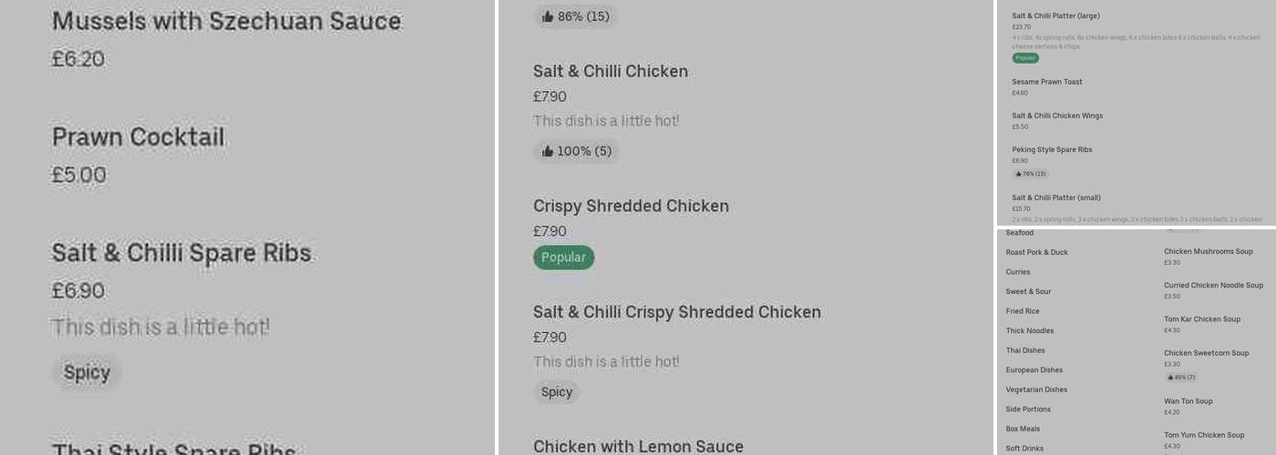 Tao Chinese Takeaway Menu