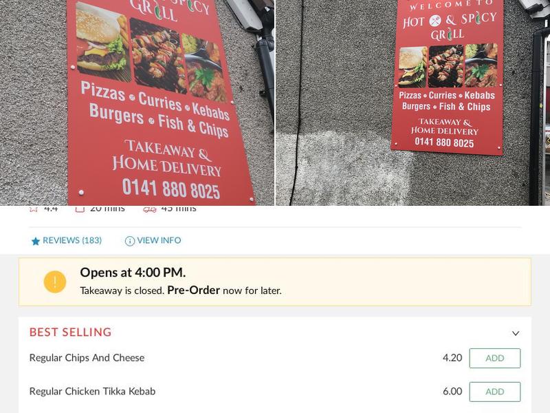 Hot & Spicy Grill Barrhead Menu