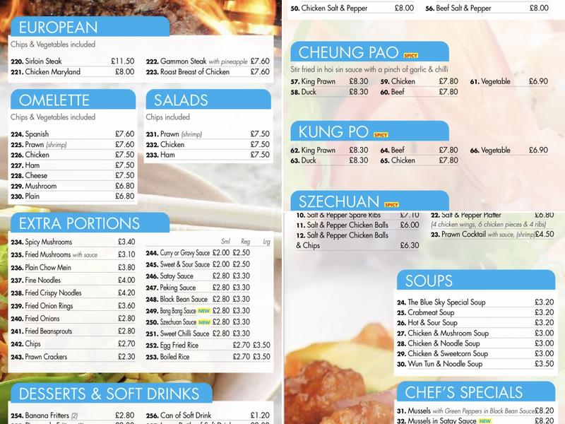 Blue Sky Menu