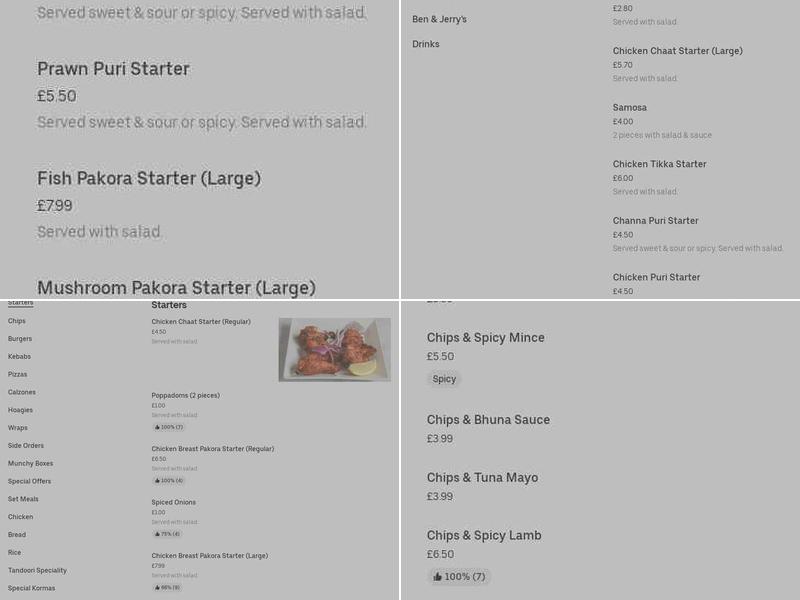 MacDonners Fast Food Parkhead Menu