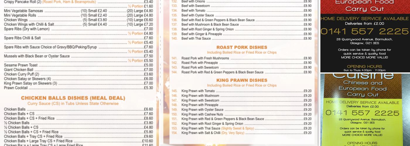 Oriental Cuisine Menu