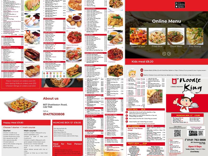 Noodle King Menu