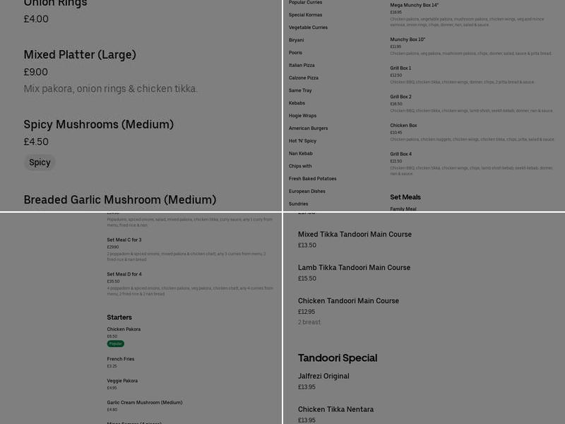 Imran’s Fast Food Menu