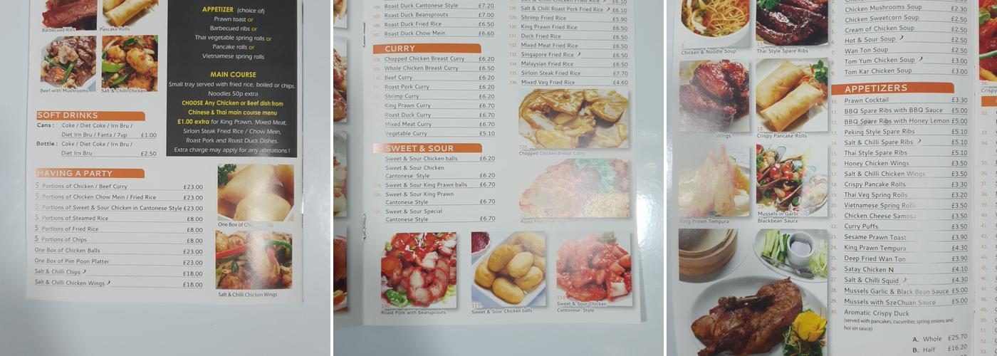 Yum Chinese Takeaway Menu
