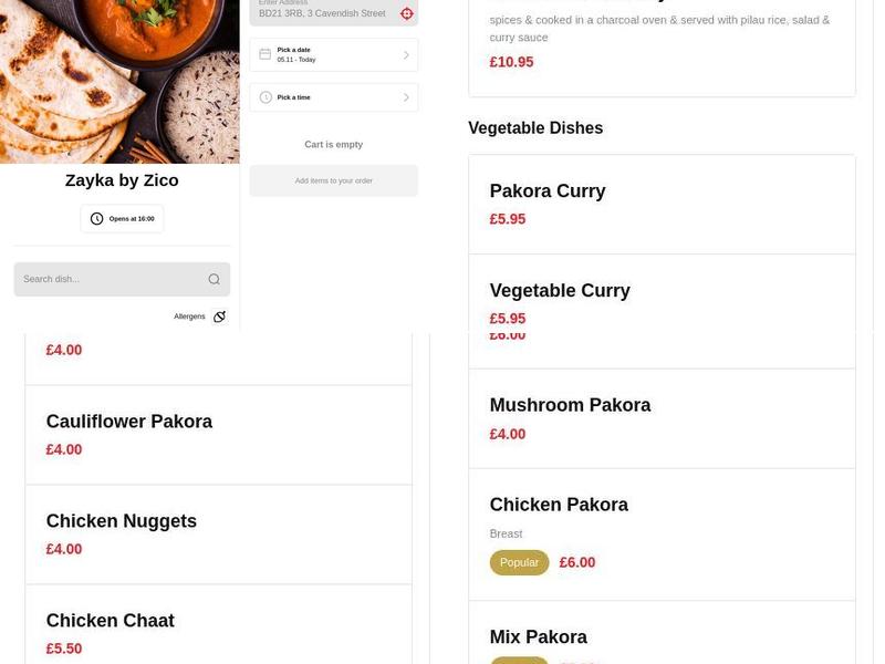 Zayka by Zico Takeaway Menu