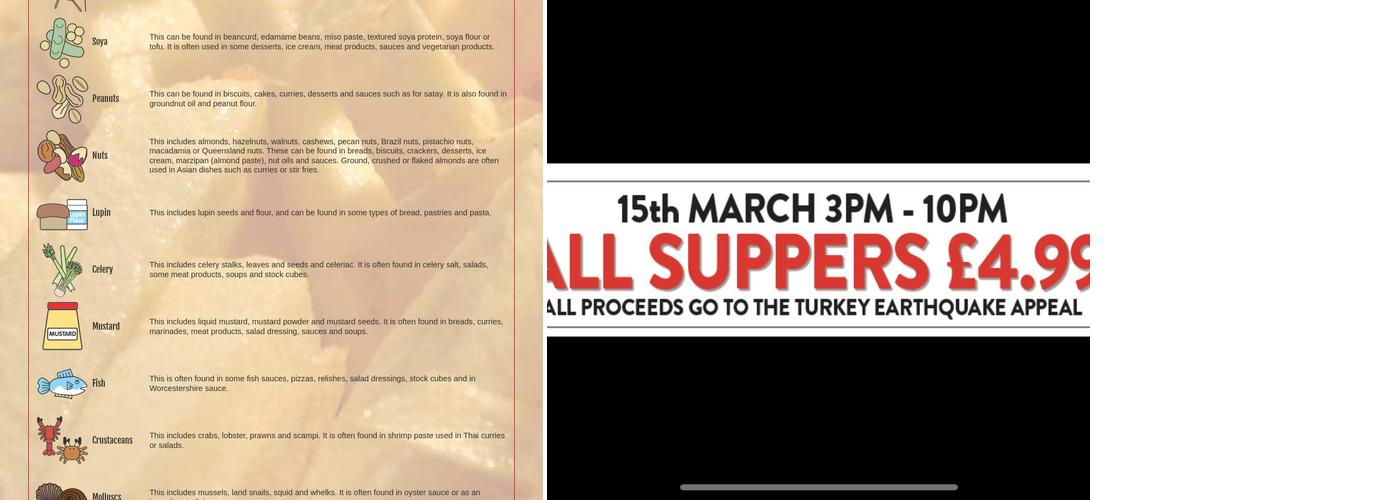 S Baran Fish & Chips Menu