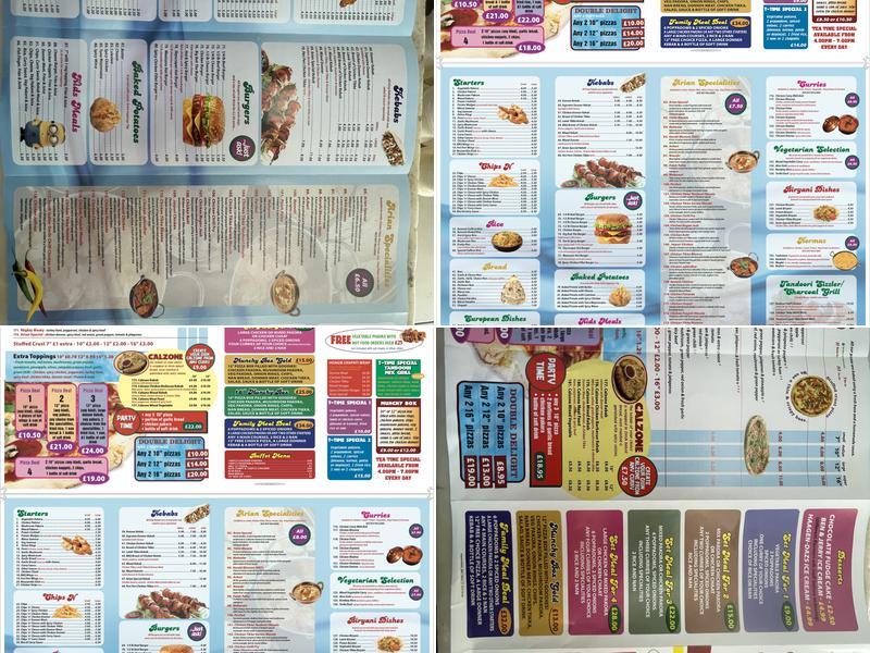 Arian Express Menu