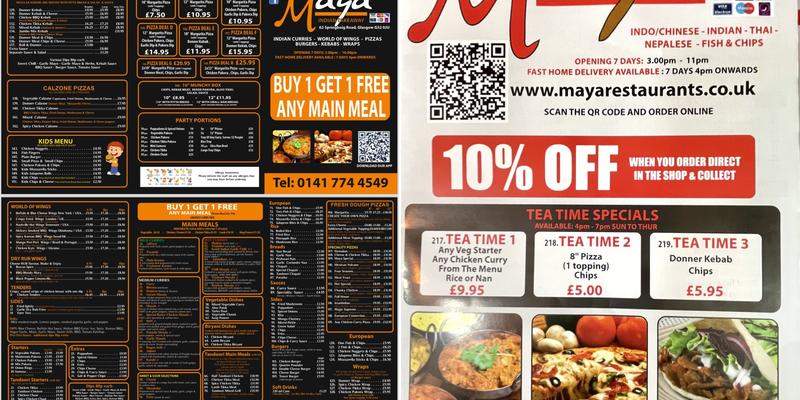 Maya Takeaway Menu