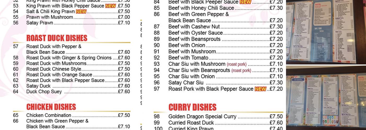 Golden Dragon Baillieston Menu