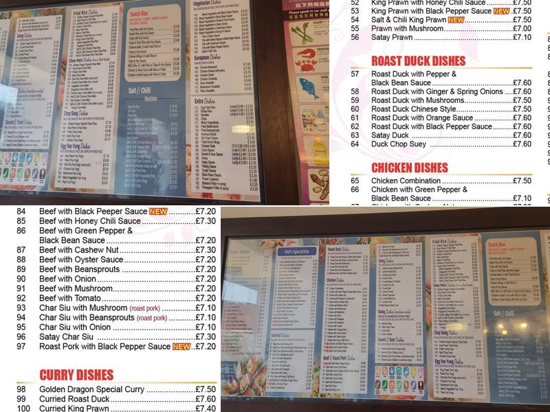 Golden Dragon Baillieston Menu