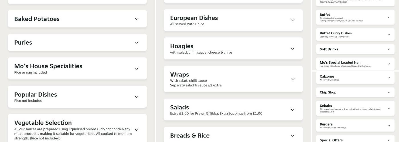 Mo's Spicy Cottage Menu