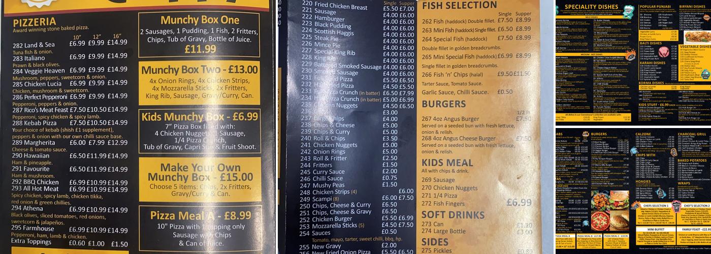 Baba G Indian Takeaway Menu