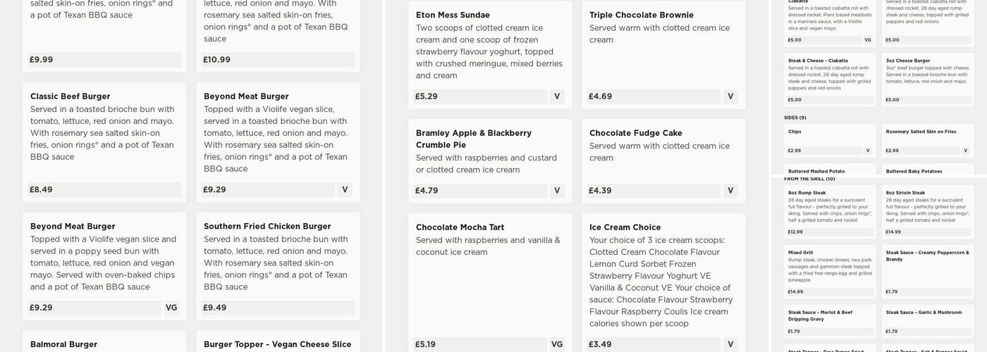 Flying Scotsman Menu